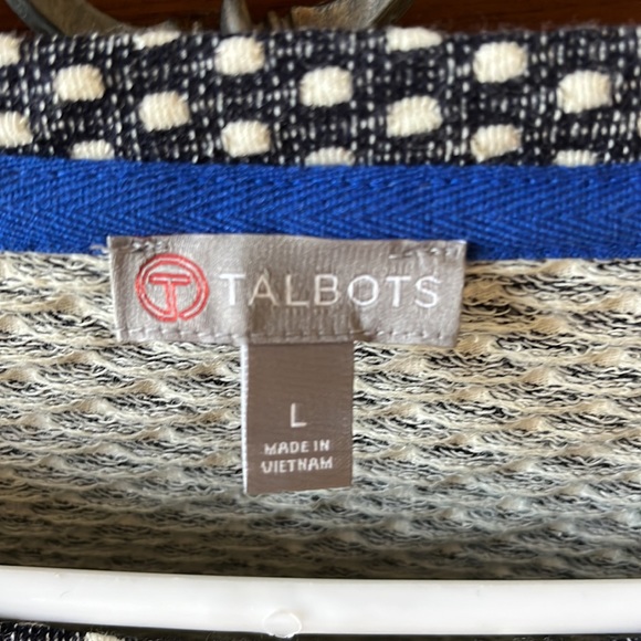 Talbots Women’s navy and white sweatshirt with front pocket, size large. - Picture 3 of 7